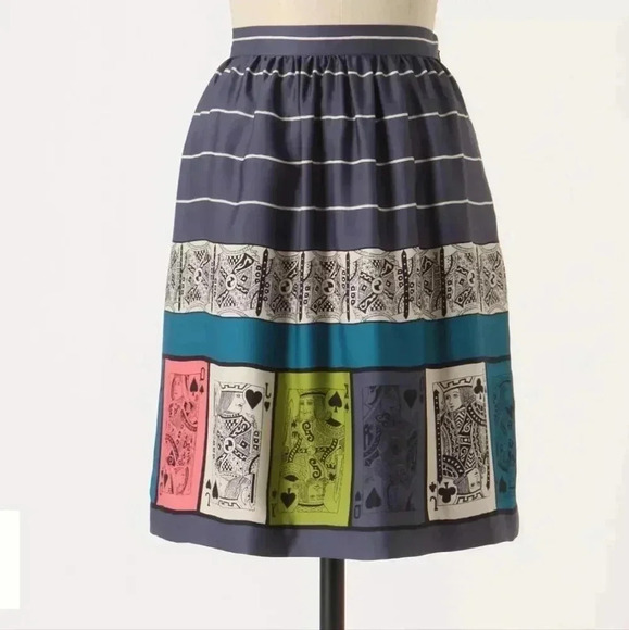 Anthropologie Pinochle Playing card Skirt - Picture 2 of 7